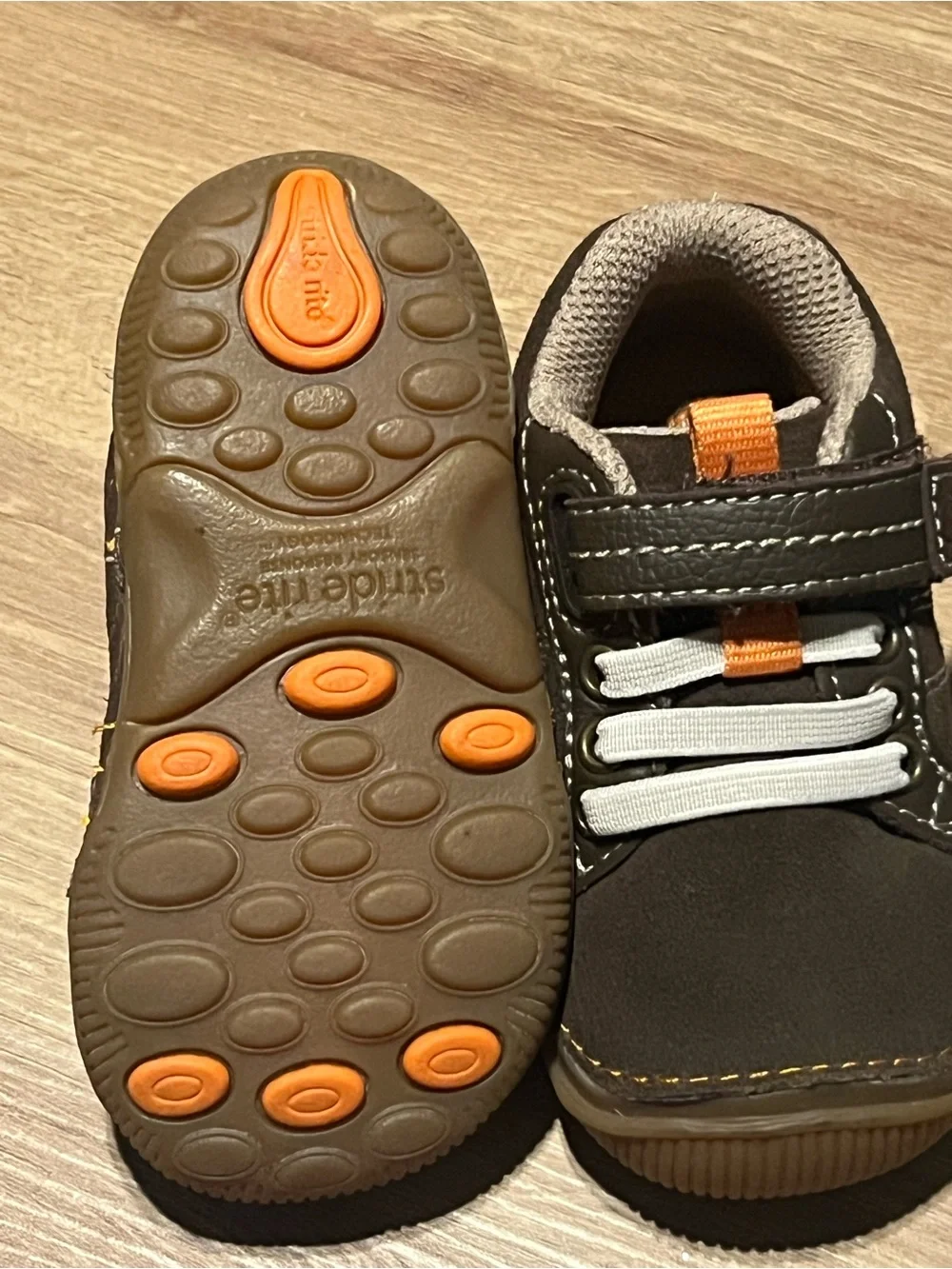 Stride Rite Brown and Orange Kids Moccasins